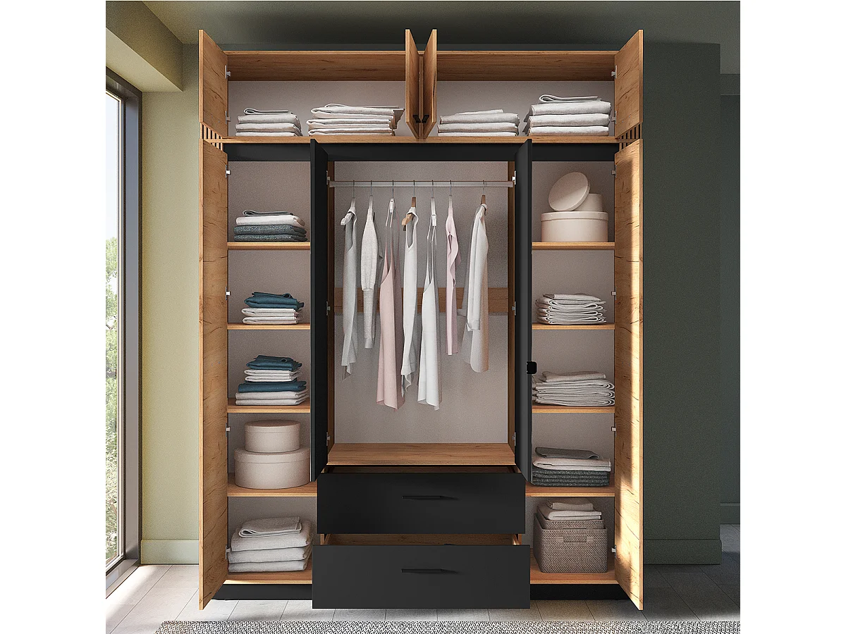 Armadio 4 ante 2 cassetti Solal marrone 250cm