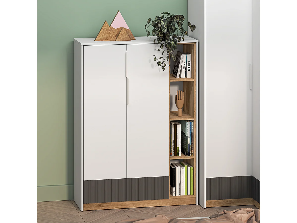 Liberia 2 ante 1 cassetto Ronan bianco 140cm