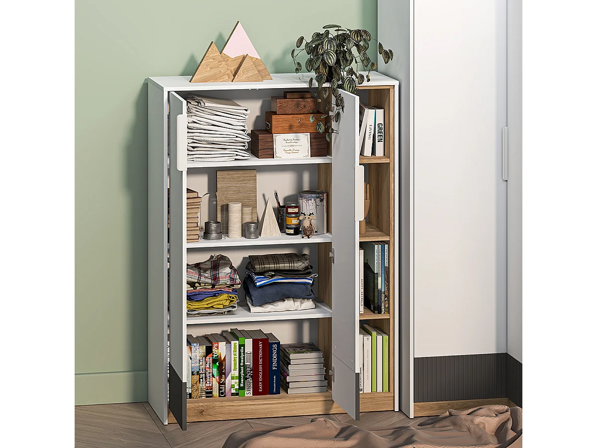 Armoire basse 2 portes 1 tiroir Ronan Blanc