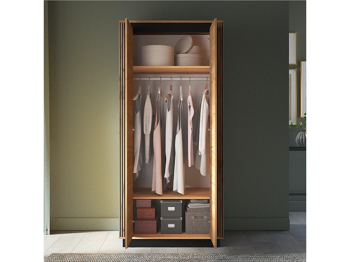 2-türiger Schrank Solal Holz und Schwarz