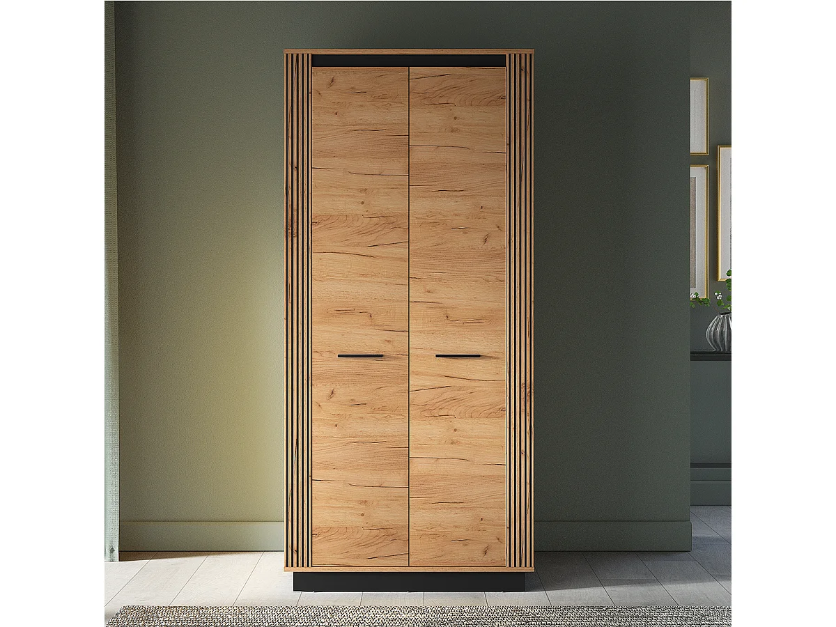 Solal Hout en Zwart 2-deurs kledingkast