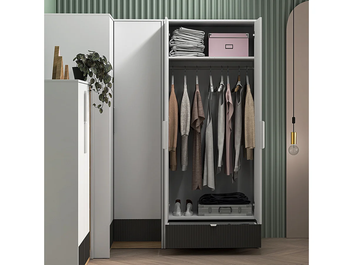 Armoire 2 portes 1 tiroir Ronan Blanc