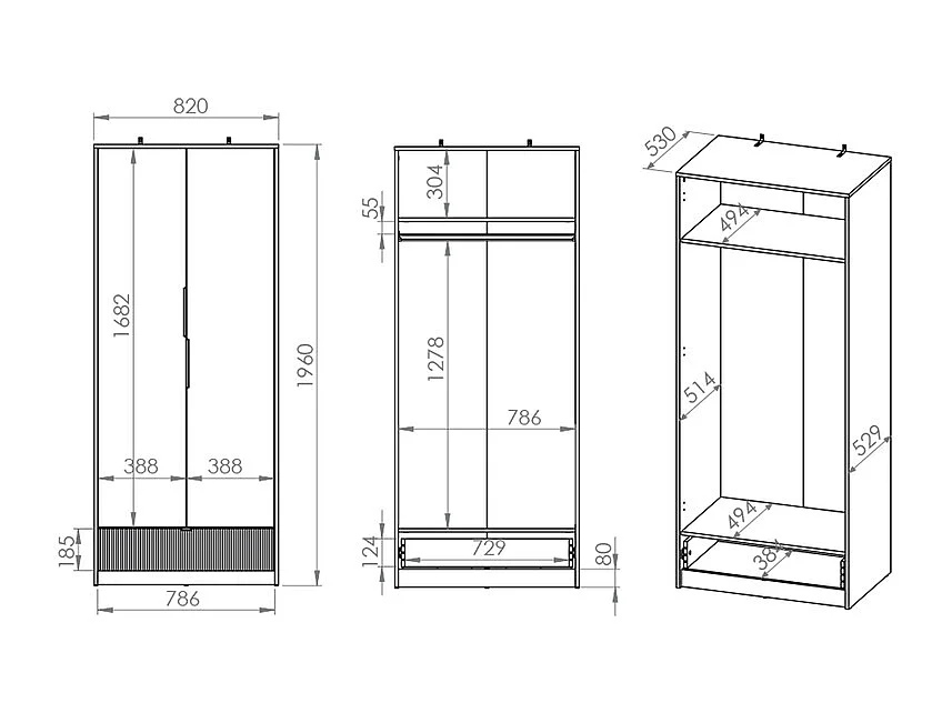 Ronan Wit 2-deurs kast met 1 lade