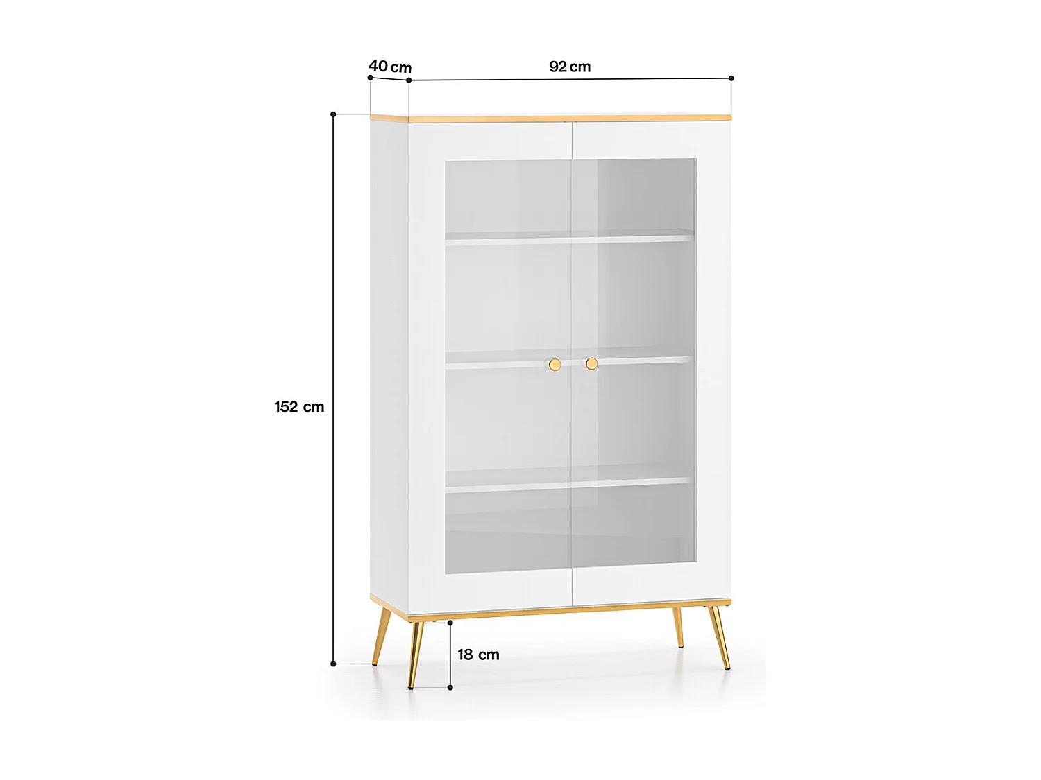 Vaisselier 2 portes Zora Blanc et Doré