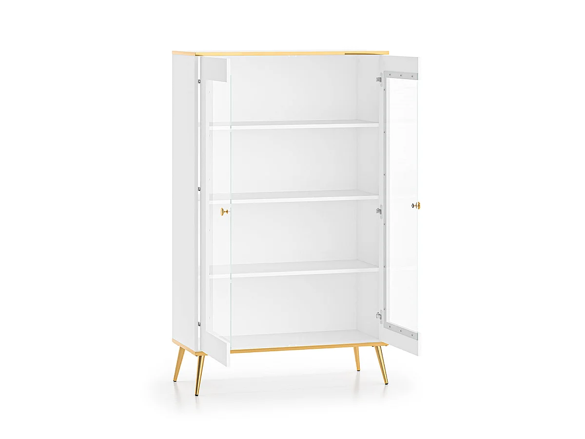 Vaisselier 2 portes Zora Blanc et Doré
