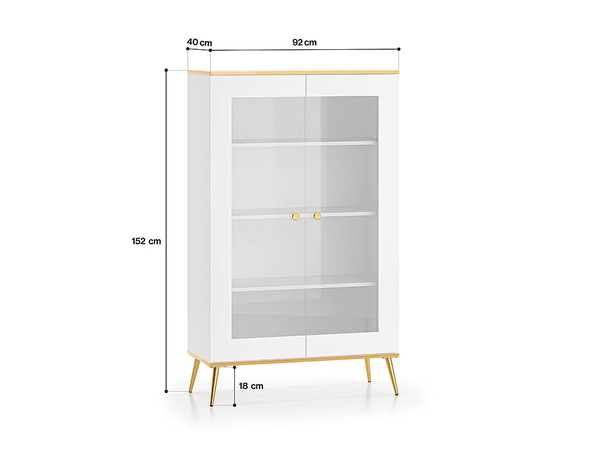 Vaisselier 2 portes Zora Blanc et Doré