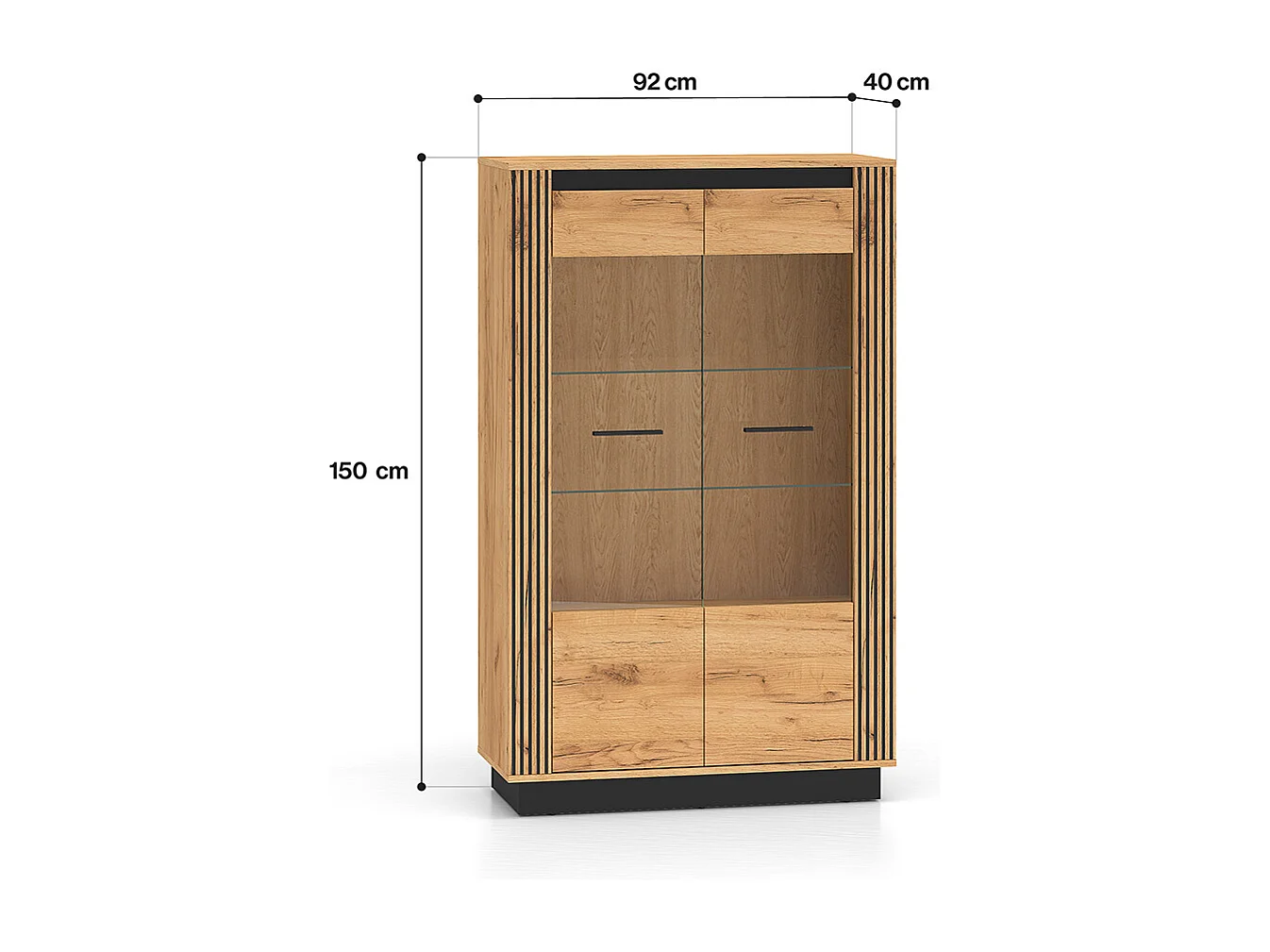 Solal 2-türiges Geschirrregal Holz und Schwarz