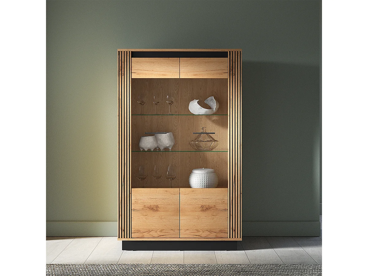 Vaisselier 2 portes Solal Bois et Noir