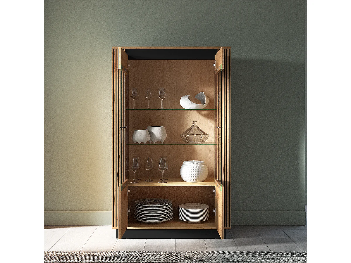 Vaisselier 2 portes Solal Bois et Noir