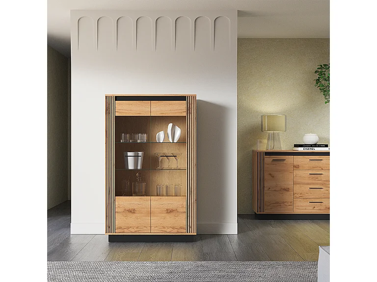 Vaisselier 2 portes Solal Bois et Noir