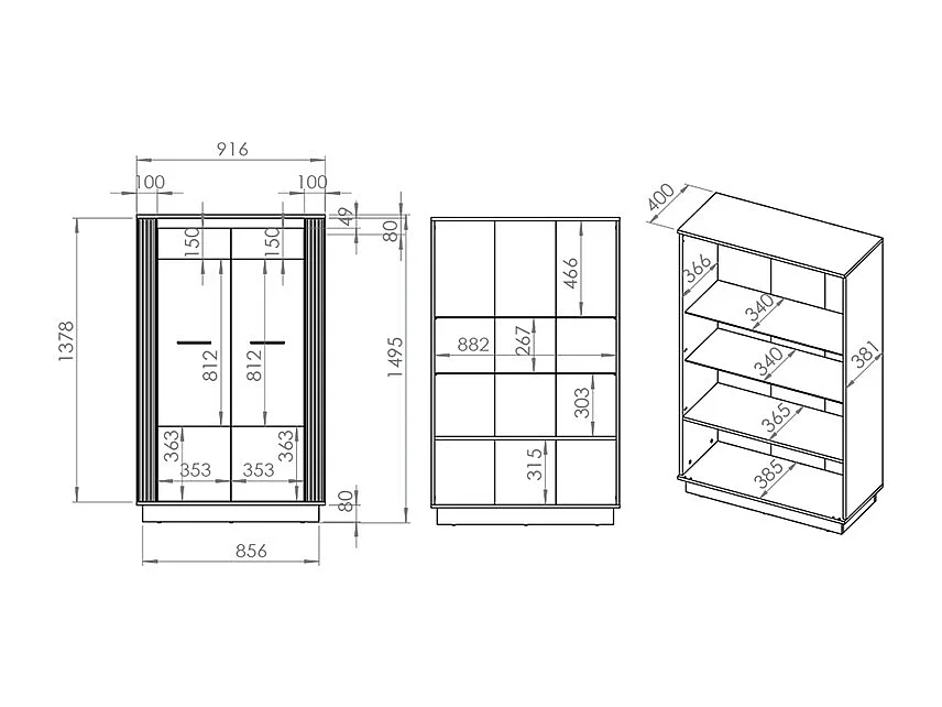 Vaisselier 2 portes Solal Bois et Noir