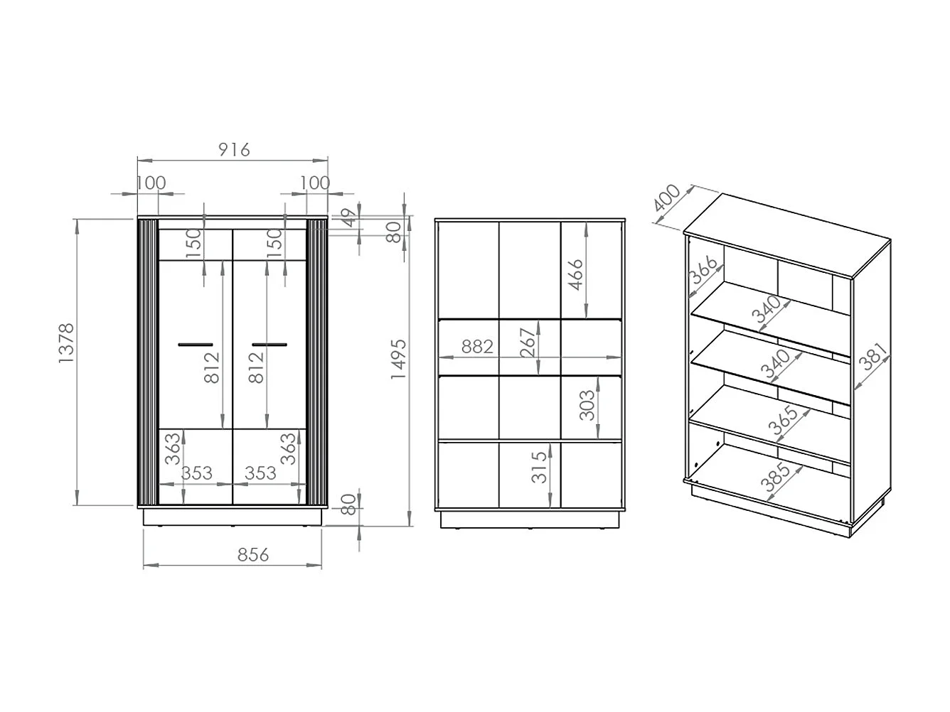 Vaisselier 2 portes Solal Bois et Noir