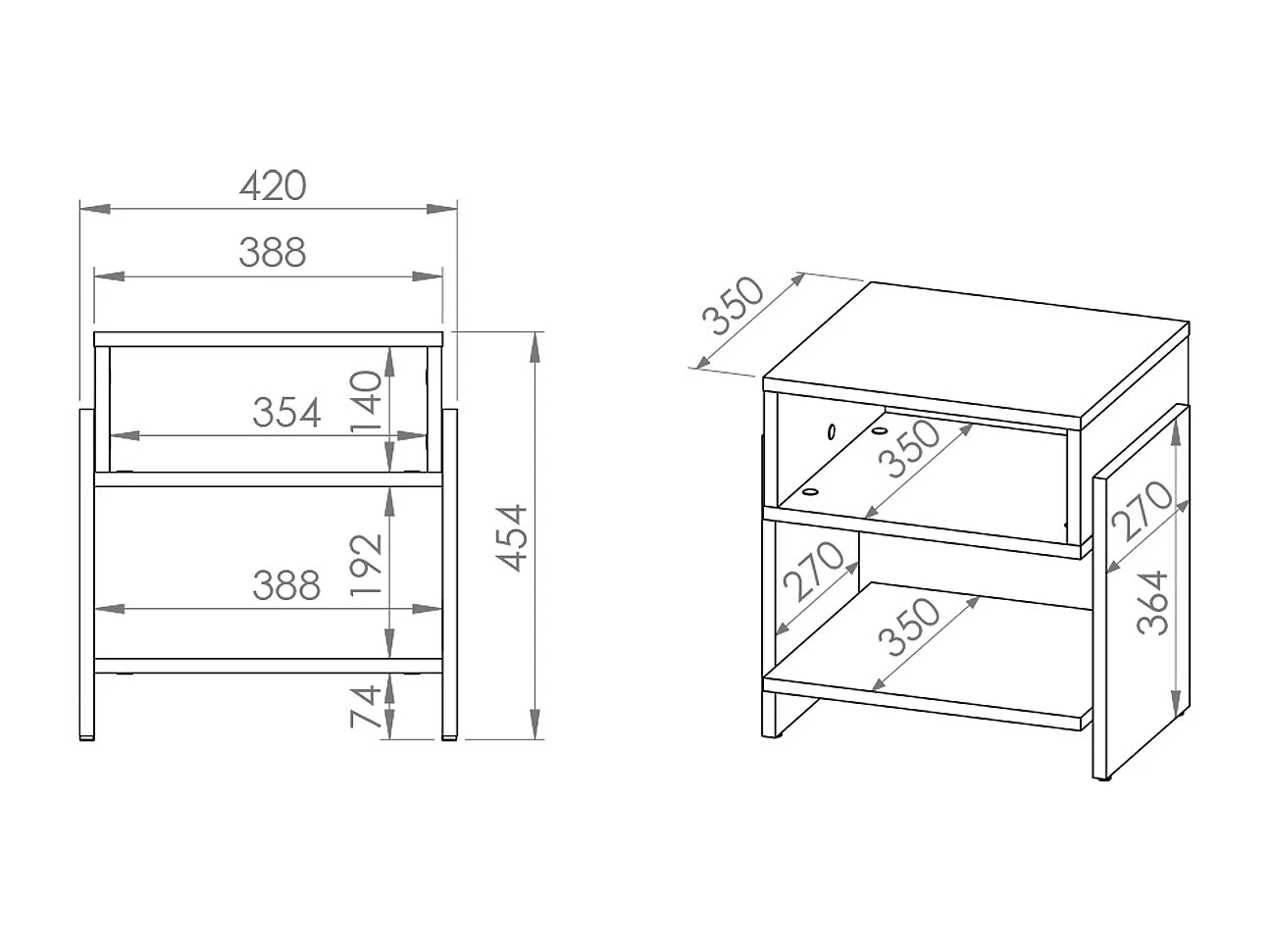 Mesa de cabeceira Tara madeira 46cm