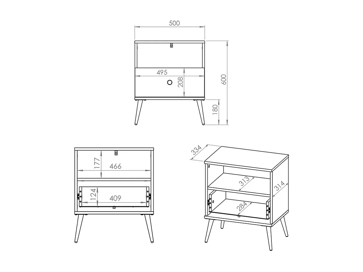 Mesa de cabeceira 1 gaveta Olivia caxemira 54cm