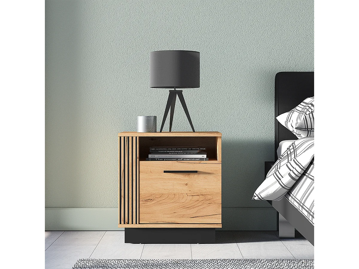 Mesa de cabeceira 1 porta Solal madeira 55cm