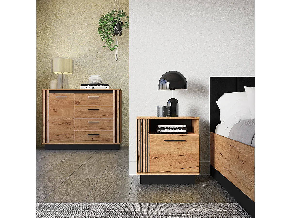 Mesa de cabeceira 1 porta Solal madeira 55cm