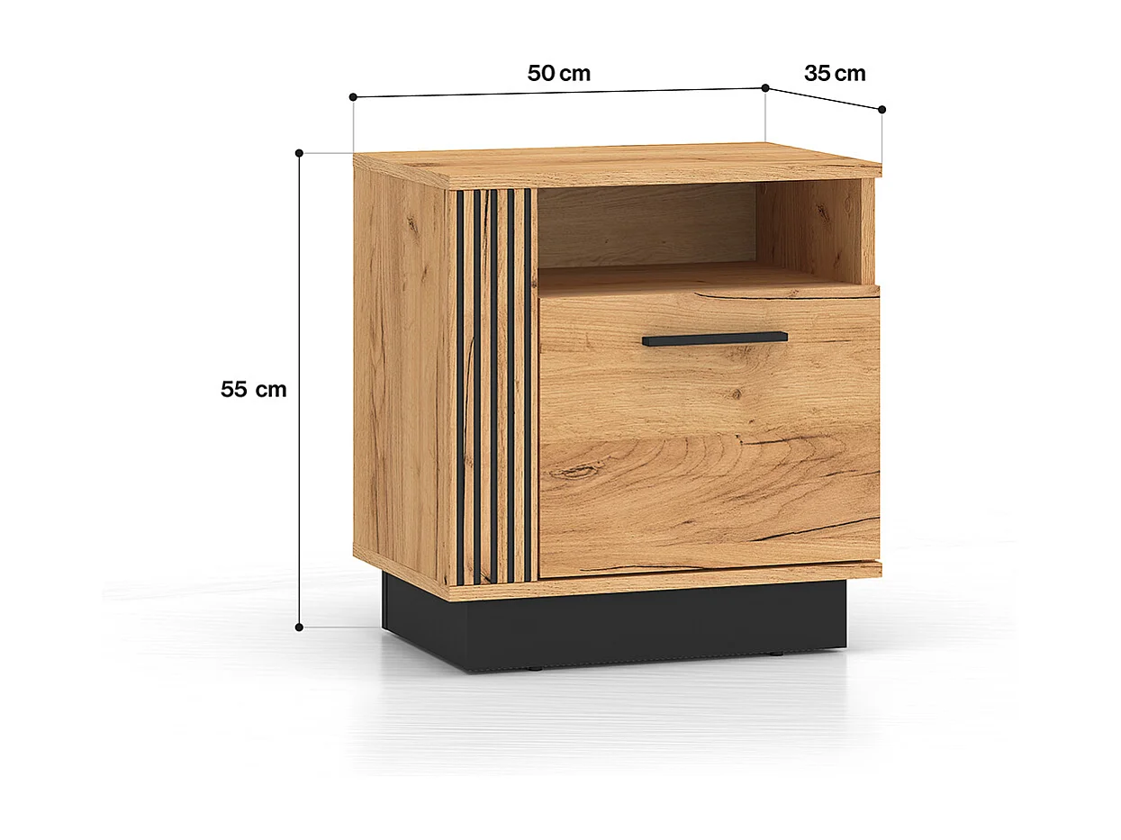 Mesa de cabeceira 1 porta Solal madeira 55cm