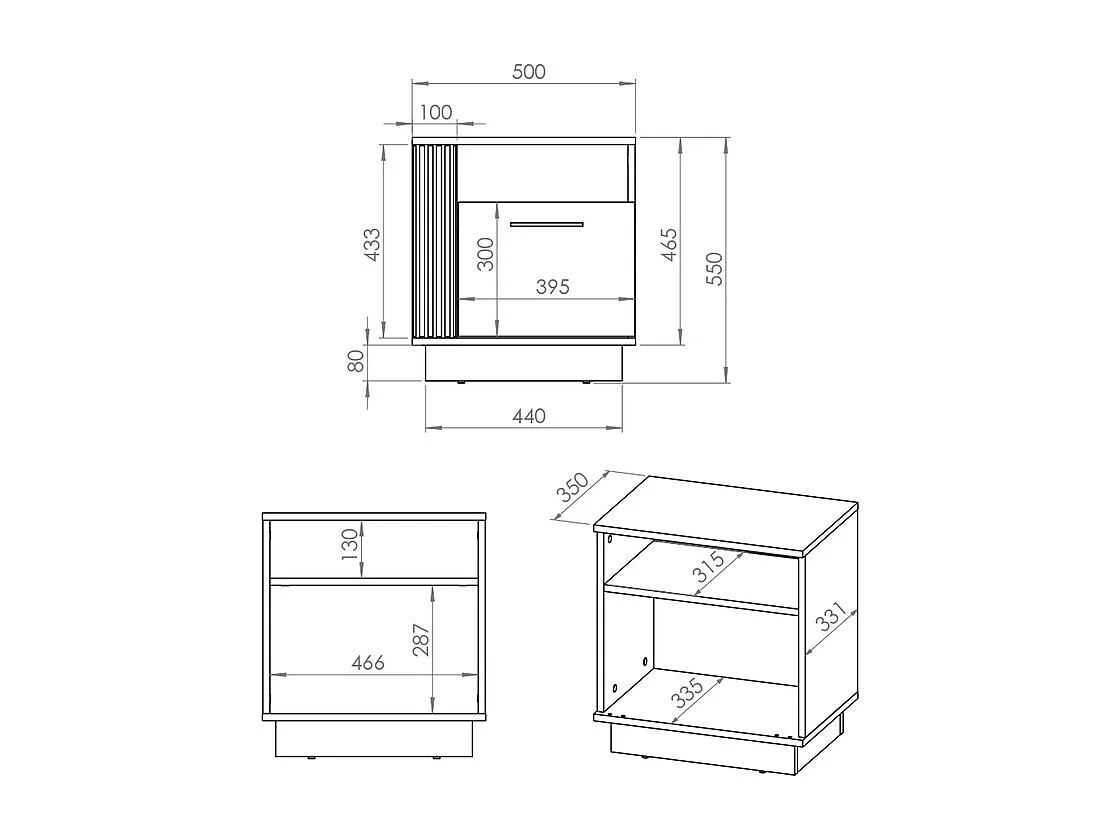 Mesa de cabeceira 1 porta Solal madeira 55cm