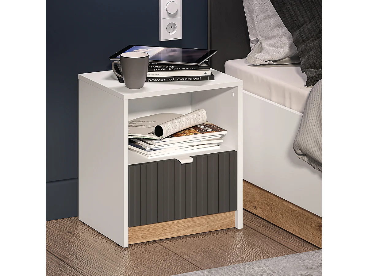 Mesa de cabeceira 1 gaveta Ronan branco 48cm