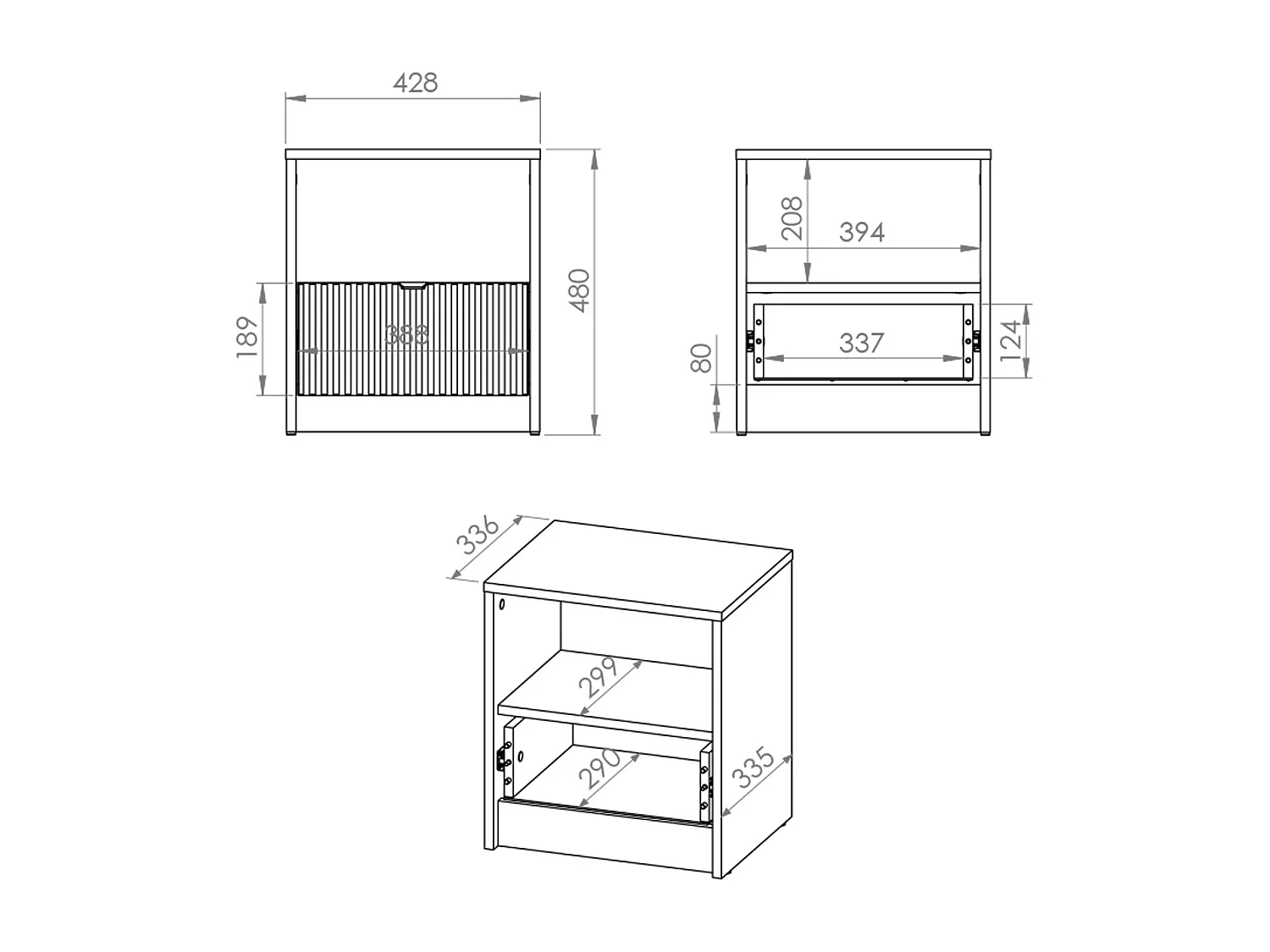Comodino 1 cassetto Ronan bianco 48cm