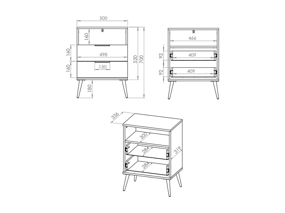 Zora Wit en Goud nachtkastje met 2 laden