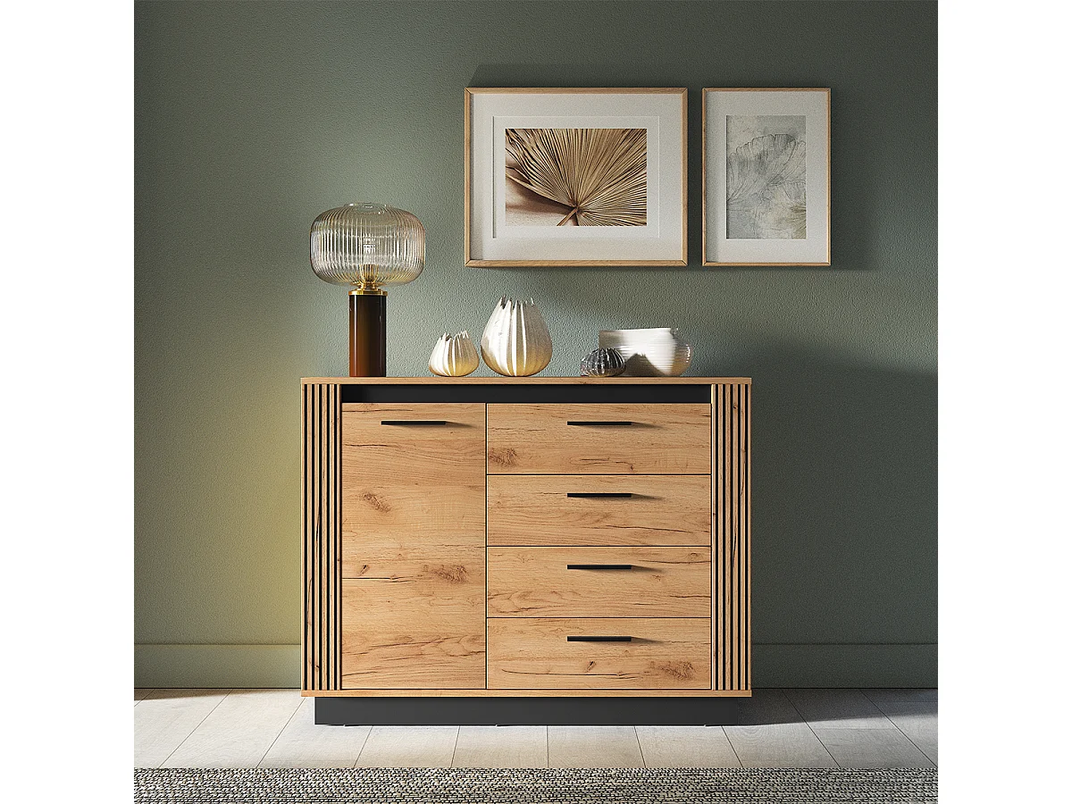 Buffet 1 anta 4 cassetti Solal marrone 90cm