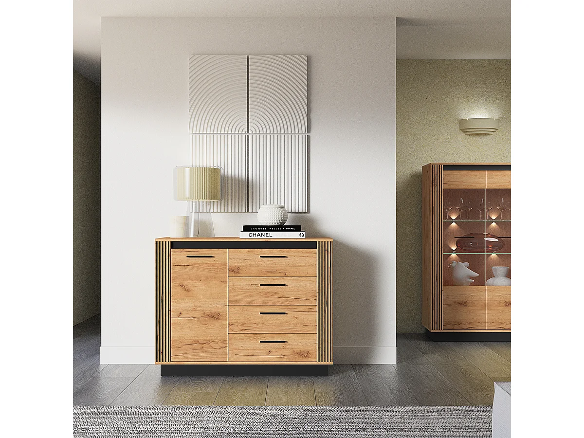 Buffet 1 anta 4 cassetti Solal marrone 90cm