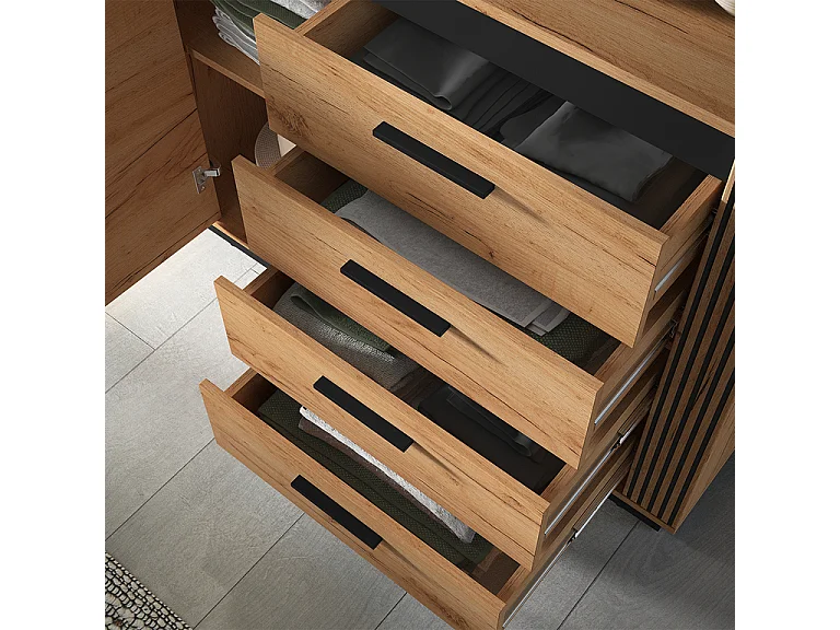 Buffet 1 anta 4 cassetti Solal marrone 90cm