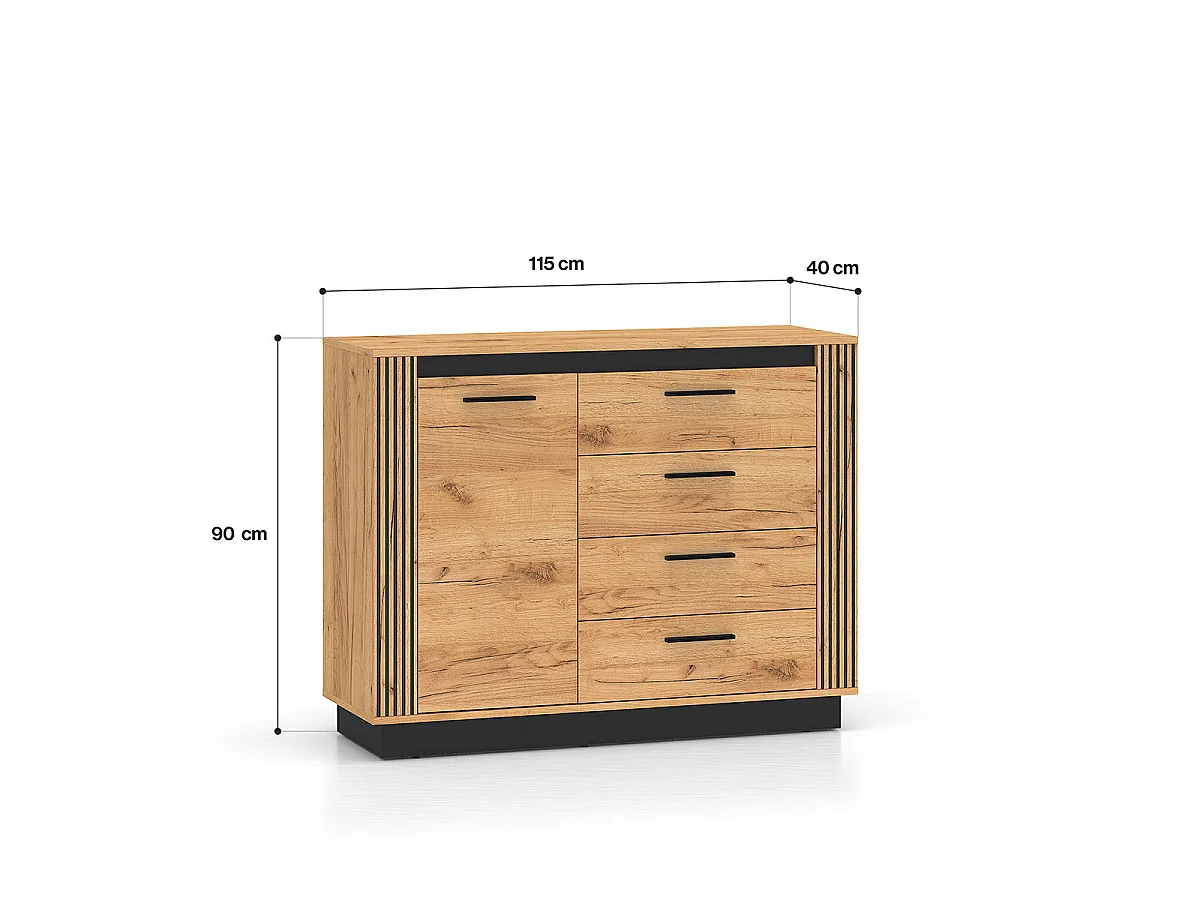 Buffet 1 anta 4 cassetti Solal marrone 90cm