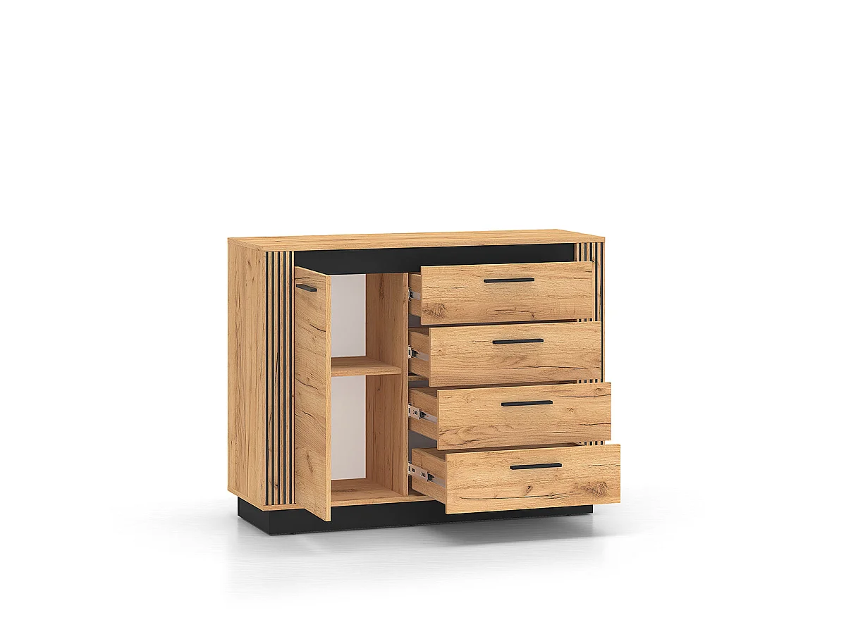 Buffet 1 anta 4 cassetti Solal marrone 90cm