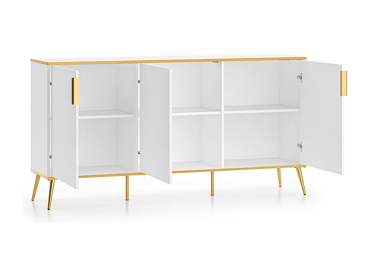Buffet 3 portes Zora Blanc et Doré