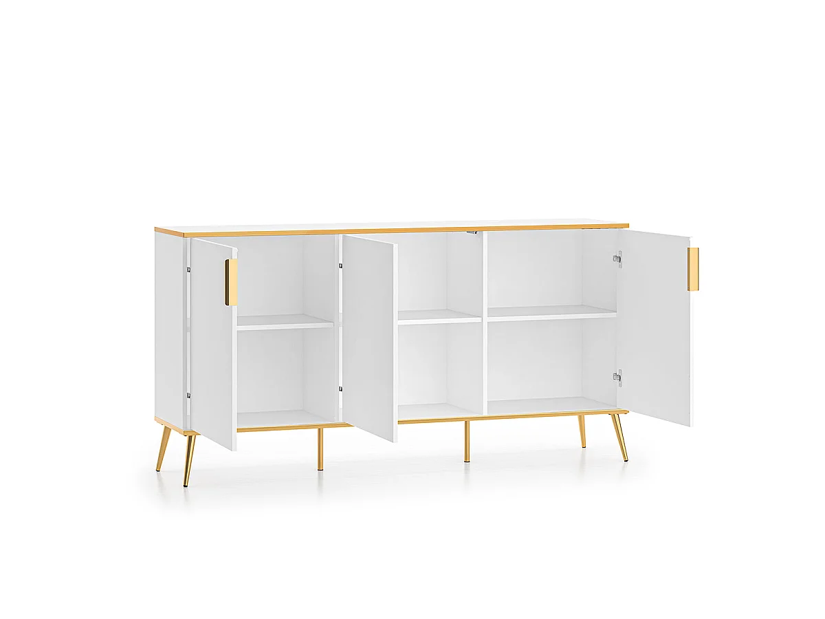 Zora White and Gold 3-door sideboard