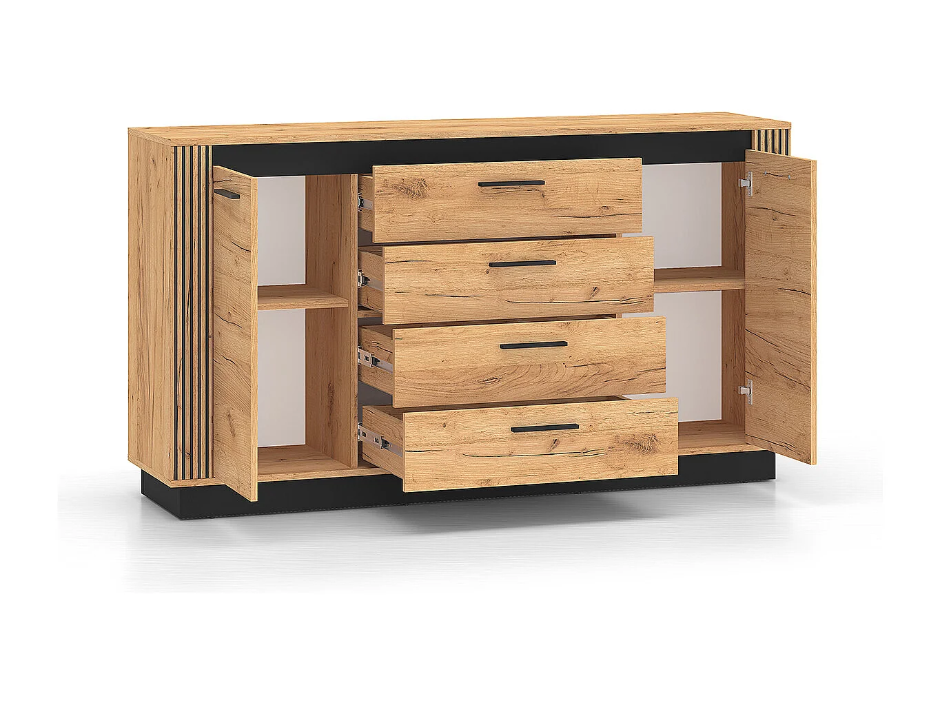 Aparador 2 portas 4 gavetas Solal madeira 90cm