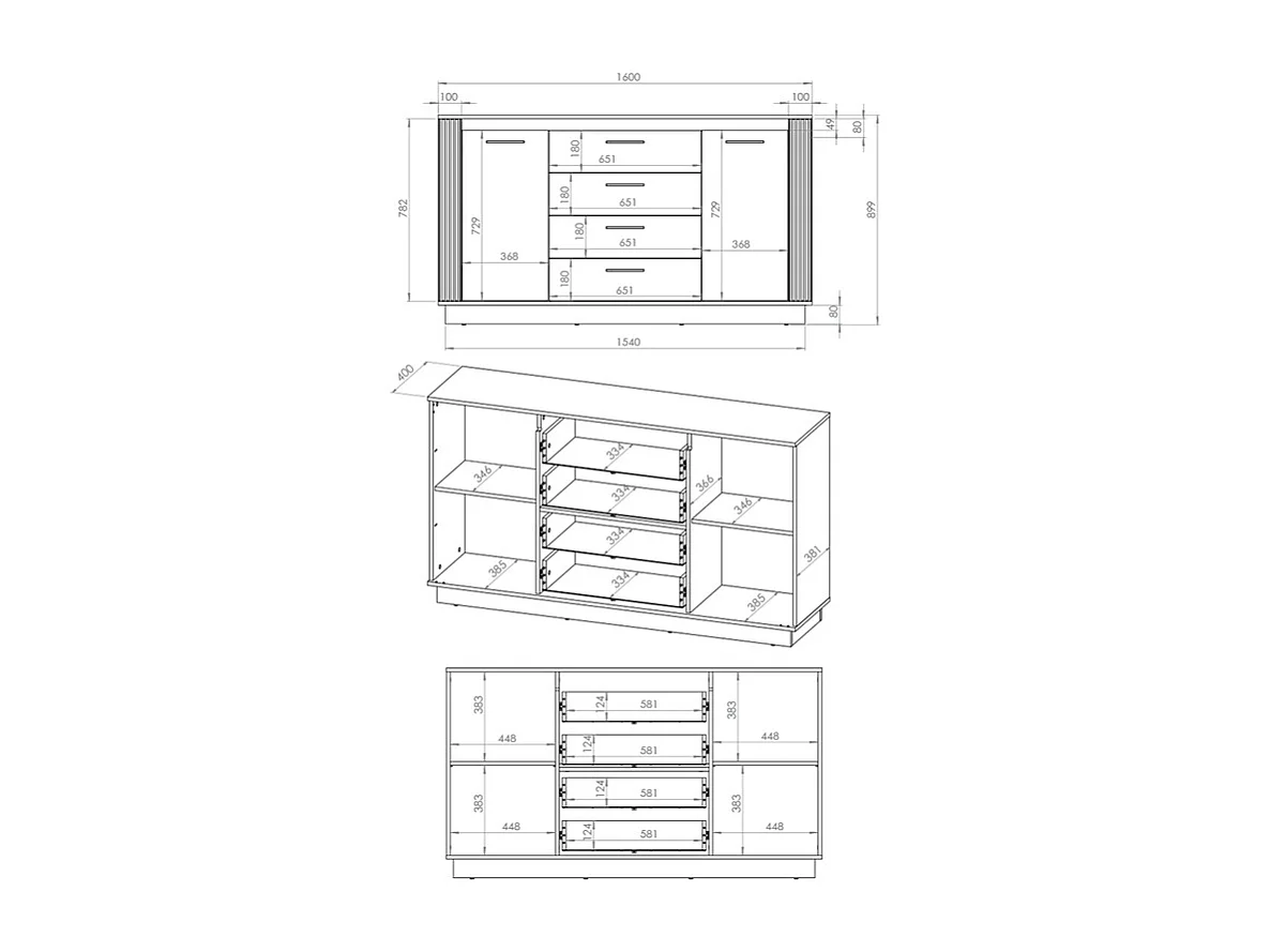 Buffet 2 ante 4 cassetti Solal marrone 90cm