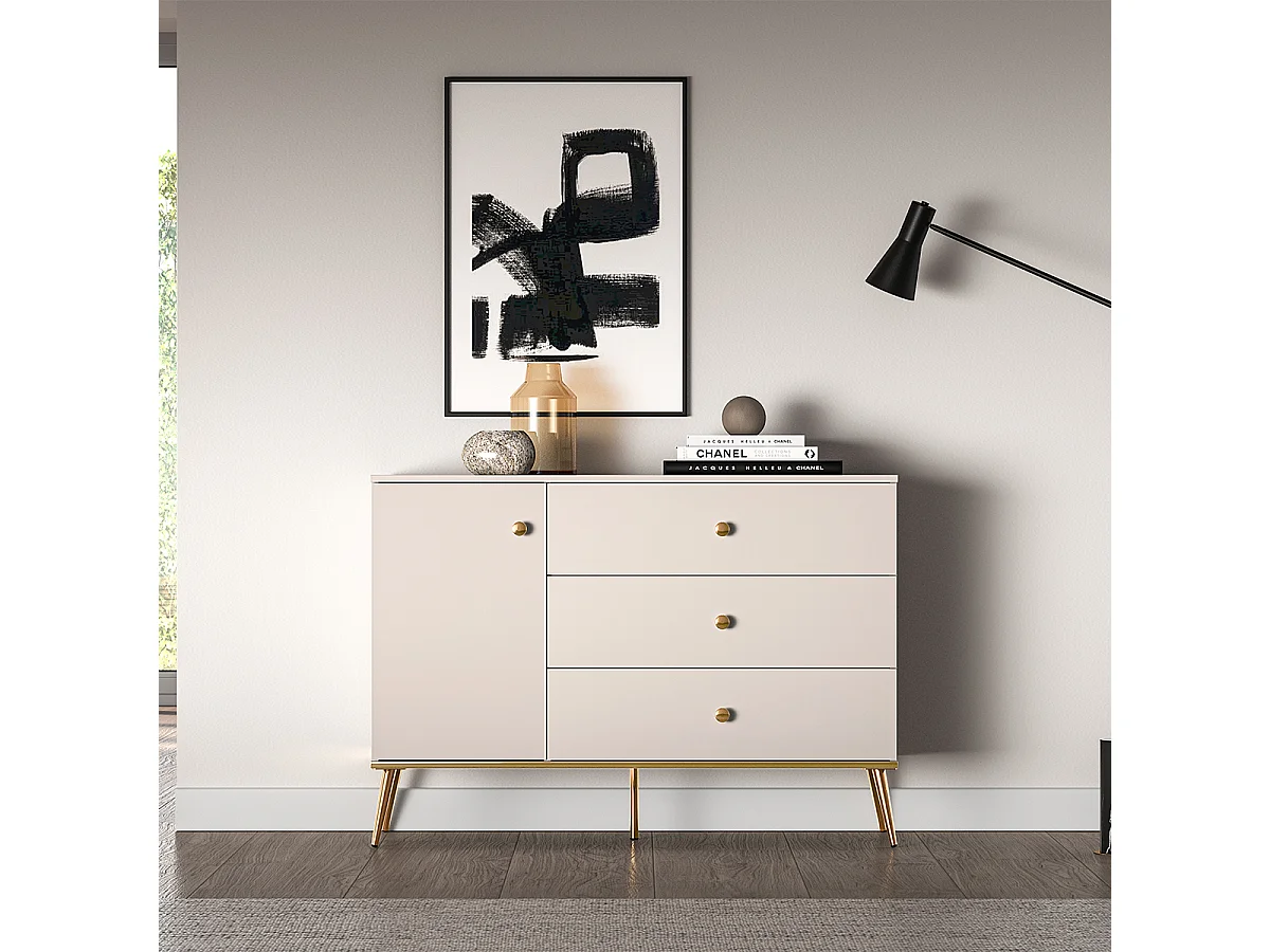 Buffet 1 anta 3 cassetti Olivia cachemire 85cm