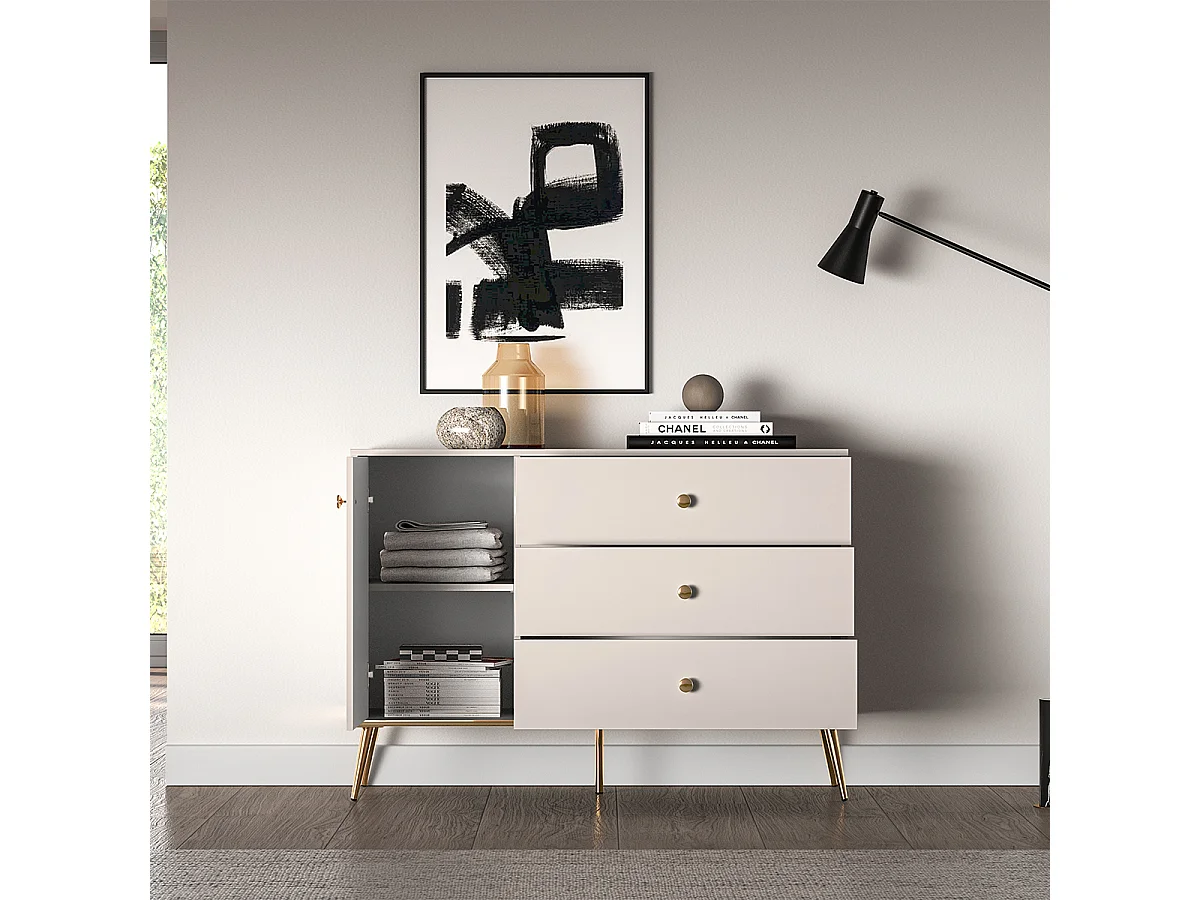 Buffet 1 anta 3 cassetti Olivia cachemire 85cm