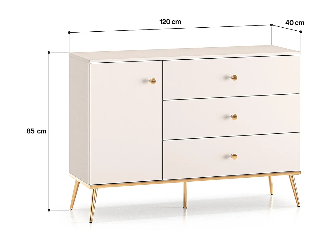 Buffet 1 anta 3 cassetti Olivia cachemire 85cm