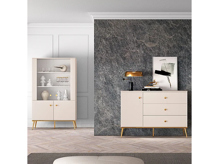 Buffet 1 anta 3 cassetti Olivia cachemire 85cm