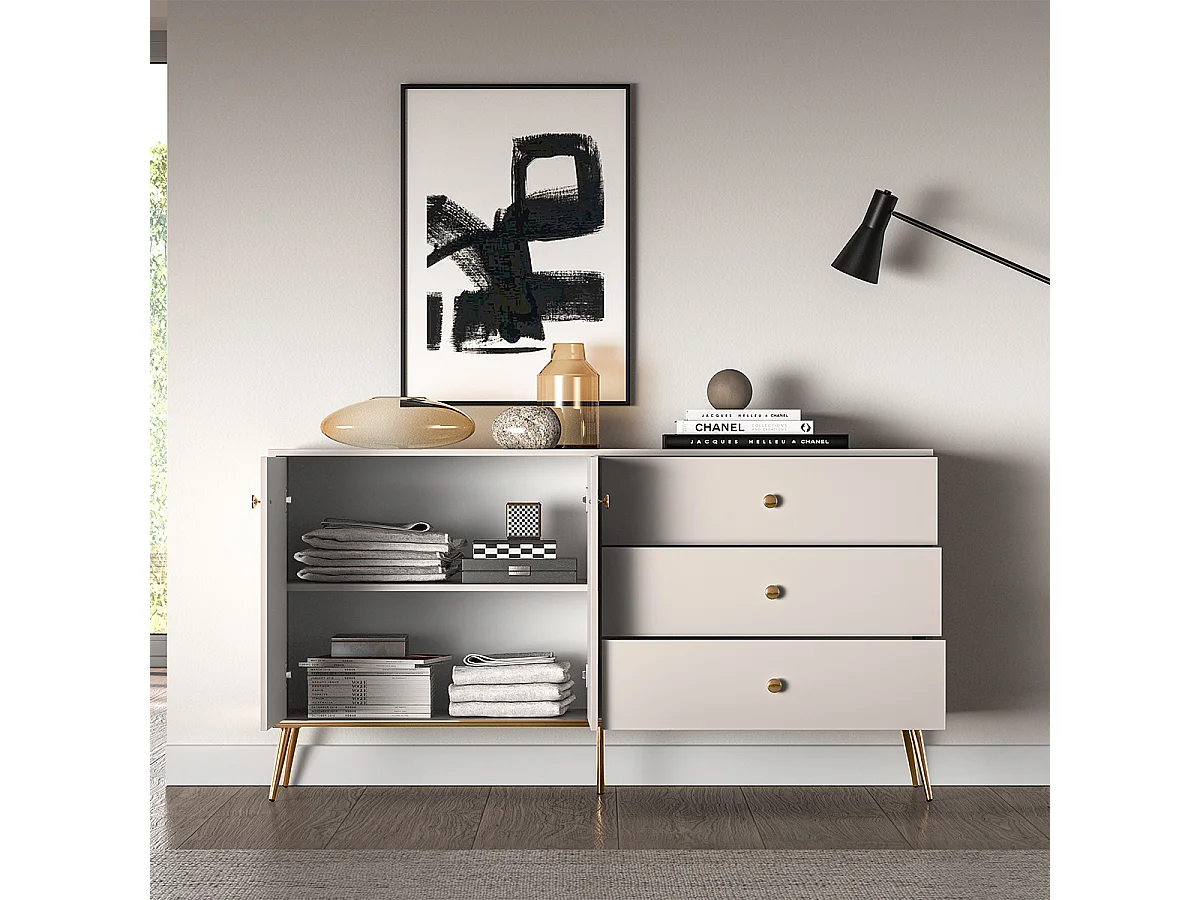 Buffet 2 ante 3 cassetti Olivia cachemire 85cm