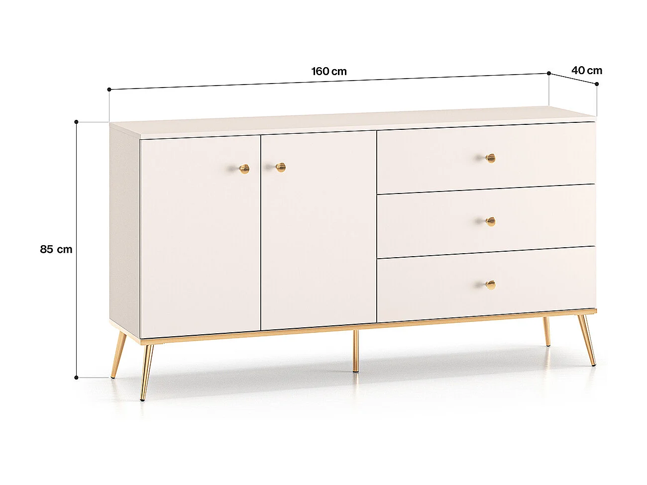 Buffet 2 ante 3 cassetti Olivia cachemire 85cm