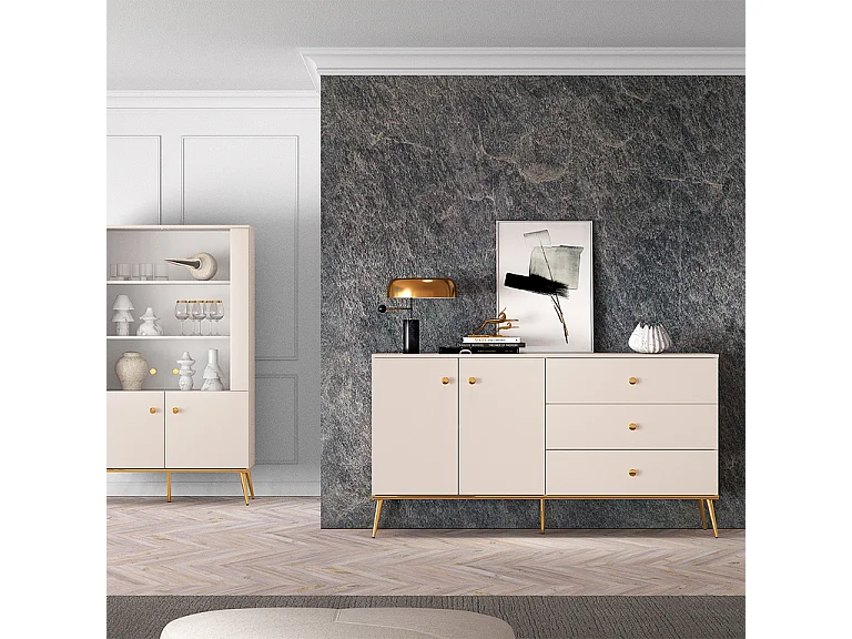 Buffet 2 ante 3 cassetti Olivia cachemire 85cm