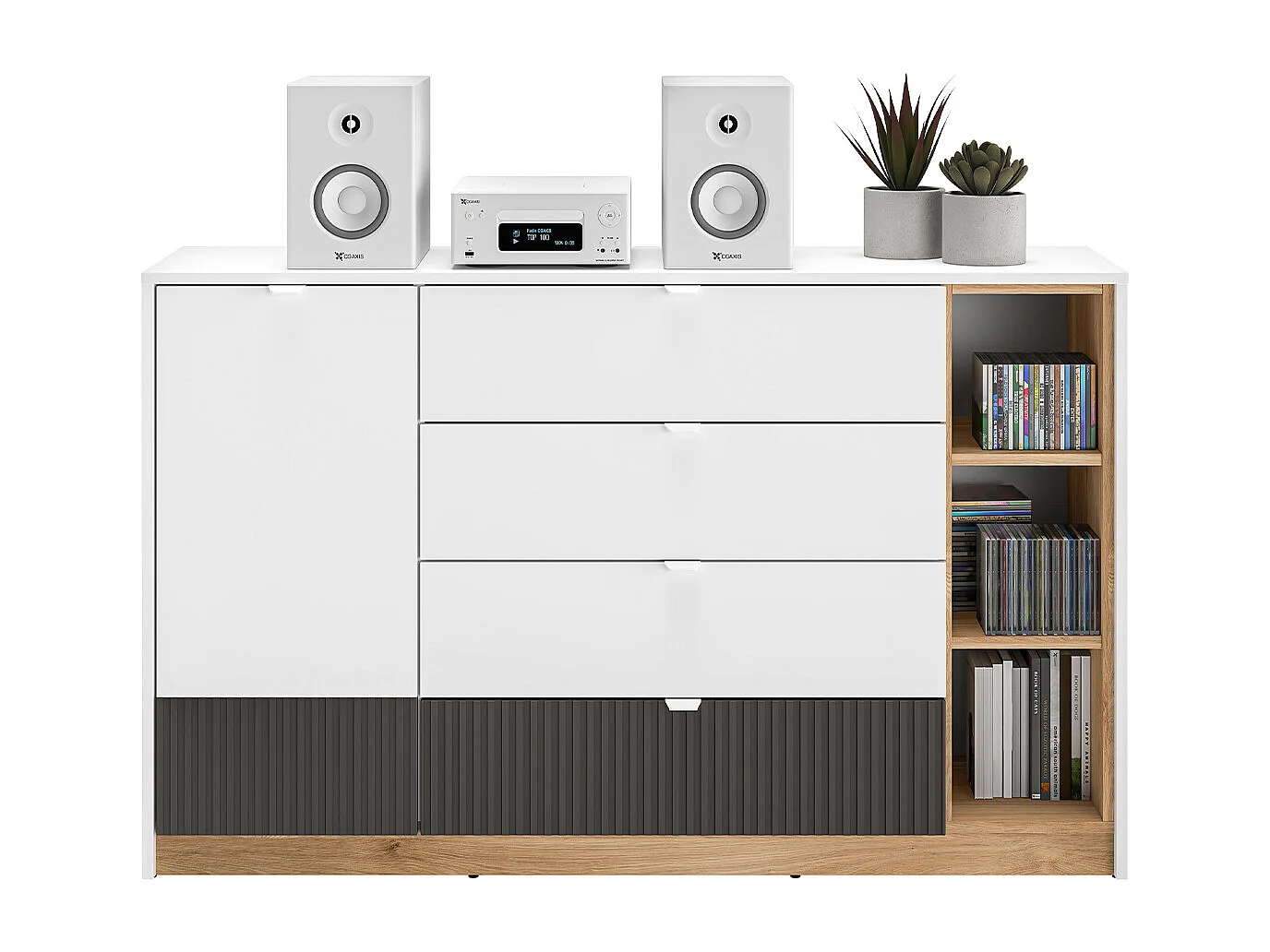 Buffet 1 anta 4 cassetti Ronan bianco 86cm