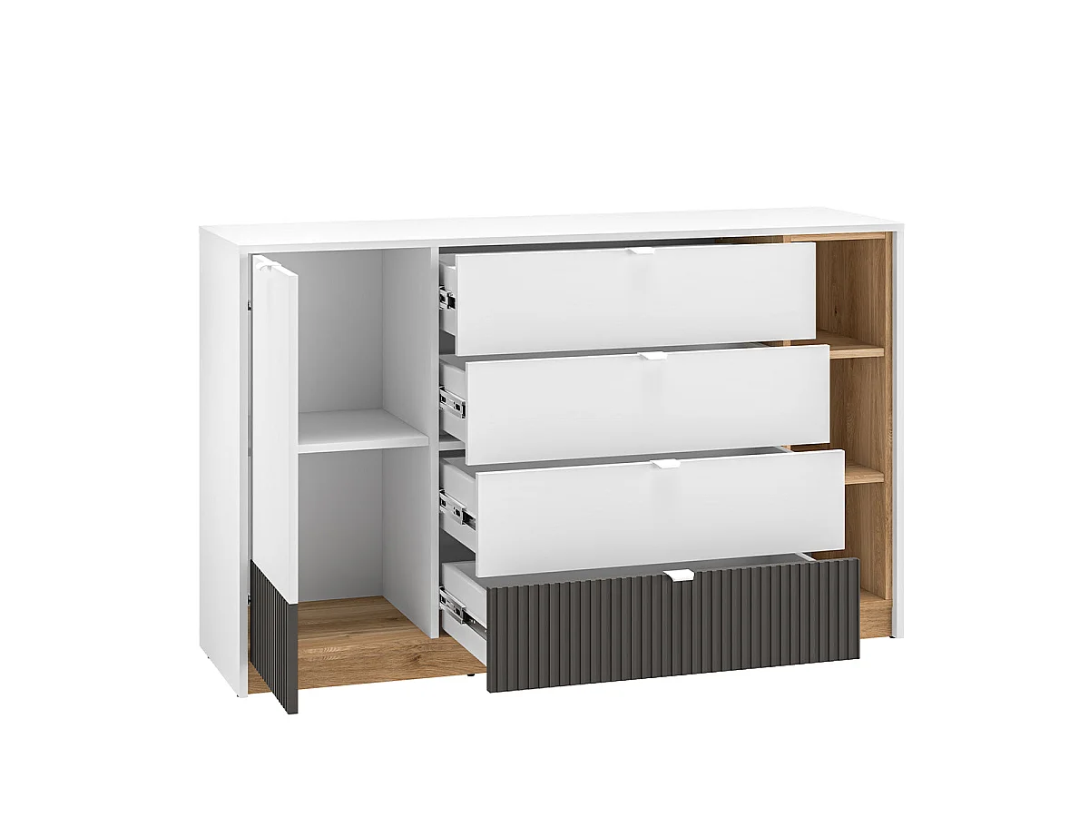Buffet 1 anta 4 cassetti Ronan bianco 86cm