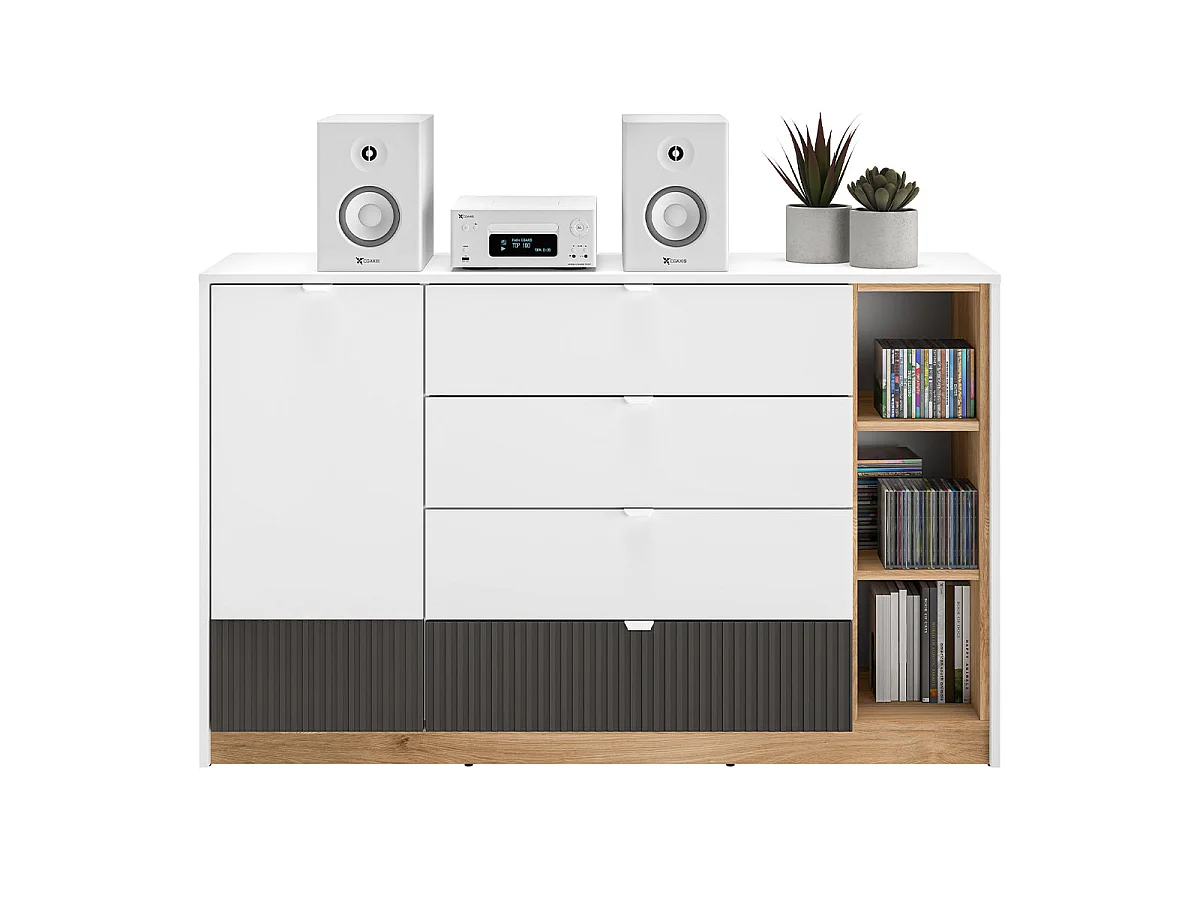 Buffet 1 anta 4 cassetti Ronan bianco 86cm