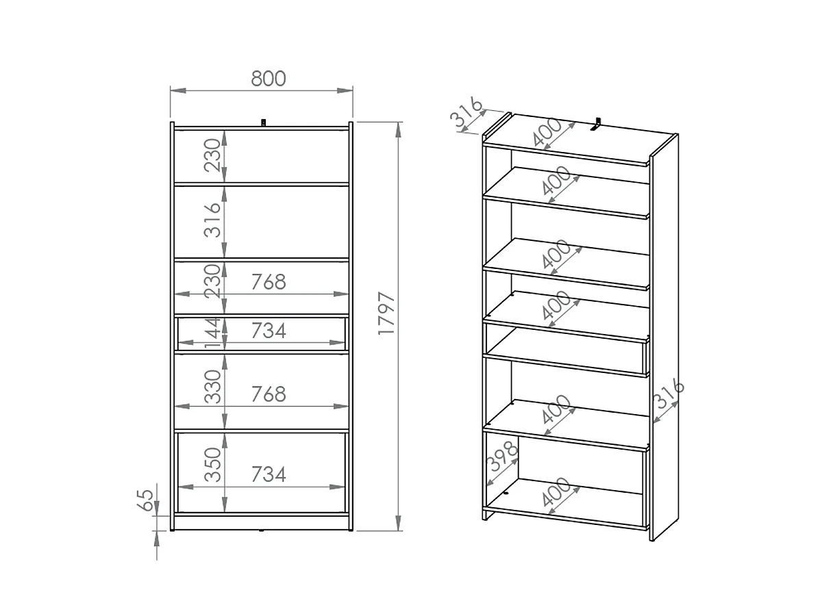 7-shelf Tara Wood and Black Bookcase