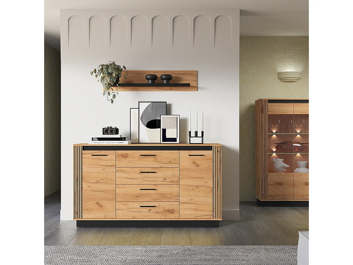 Étagère murale 110cm Solal Bois et Noir