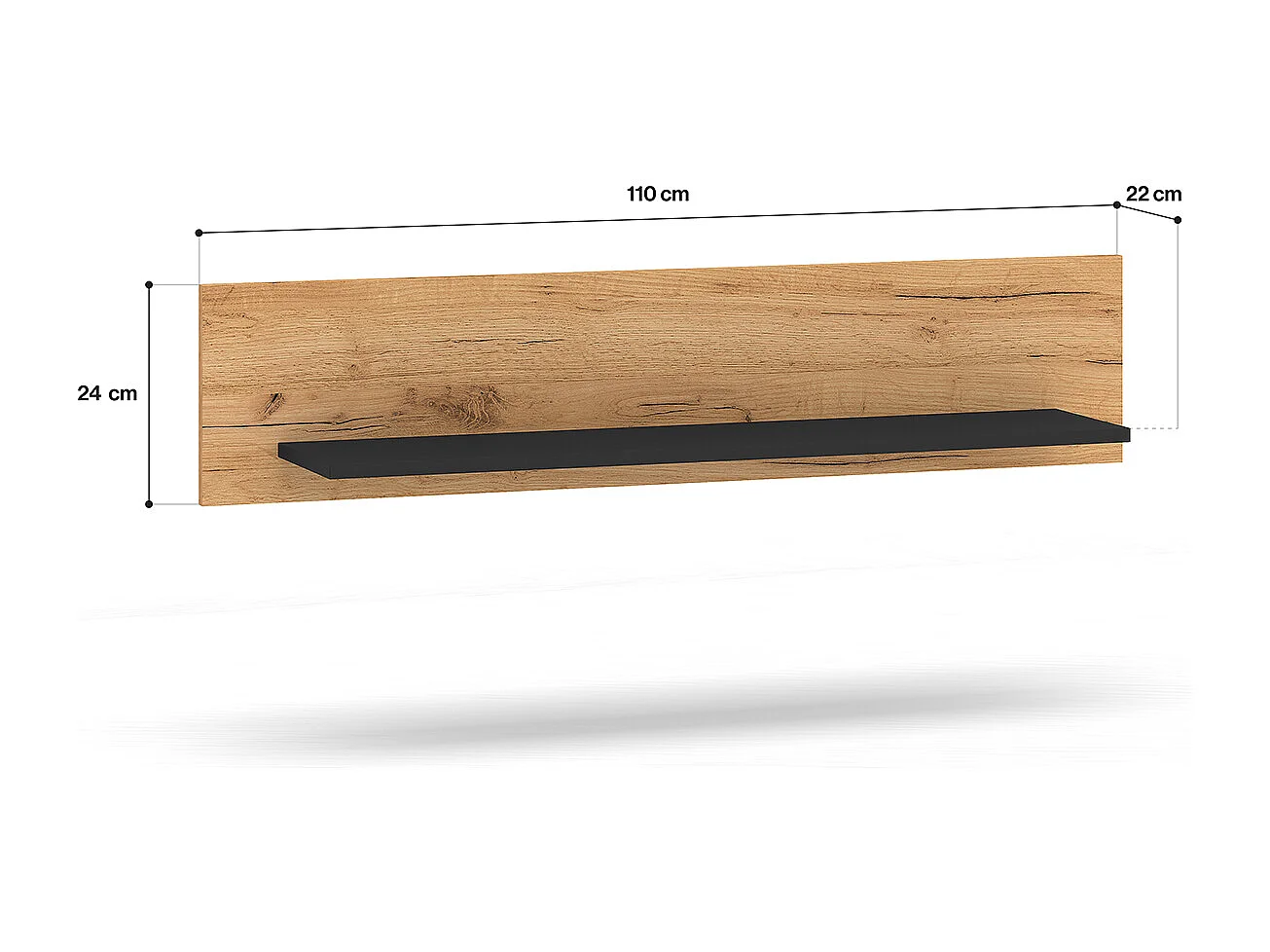 Solal Wandplank Hout en Zwart 110cm