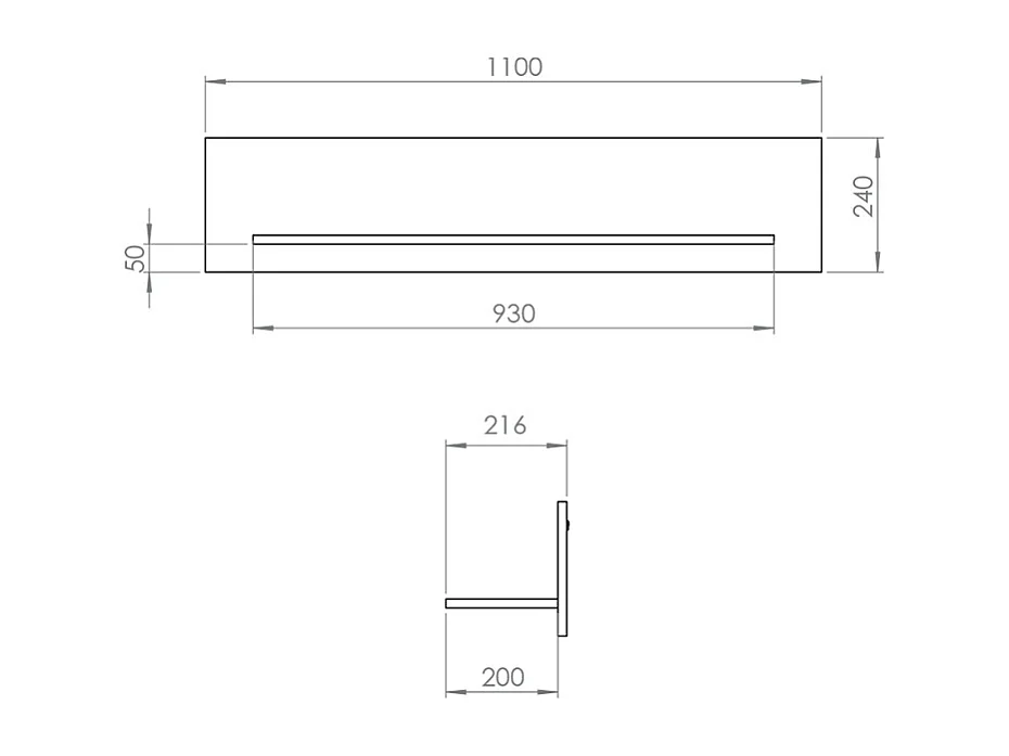 Solal Wandplank Hout en Zwart 110cm