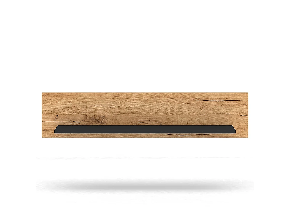 110cm Solal Wood and Black Wall Shelf