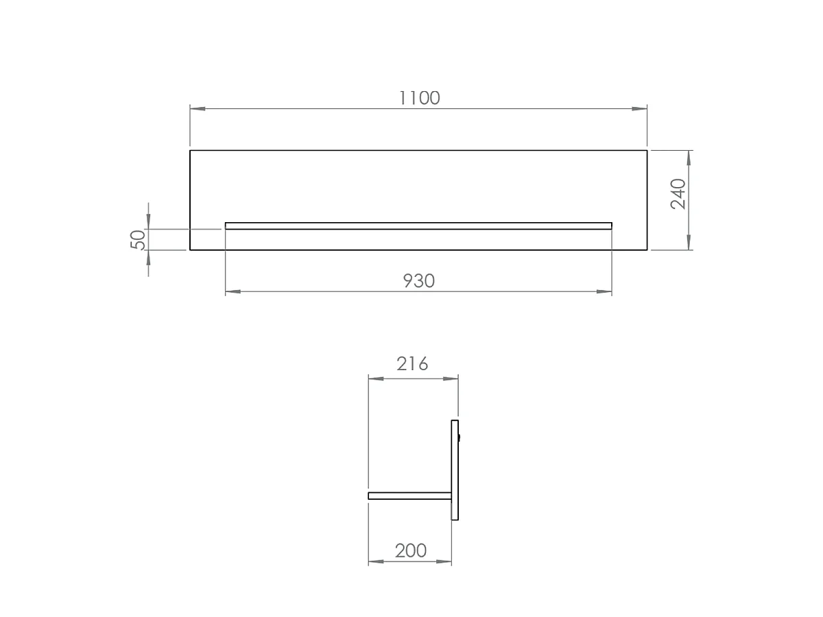 110cm Solal Wood and Black Wall Shelf